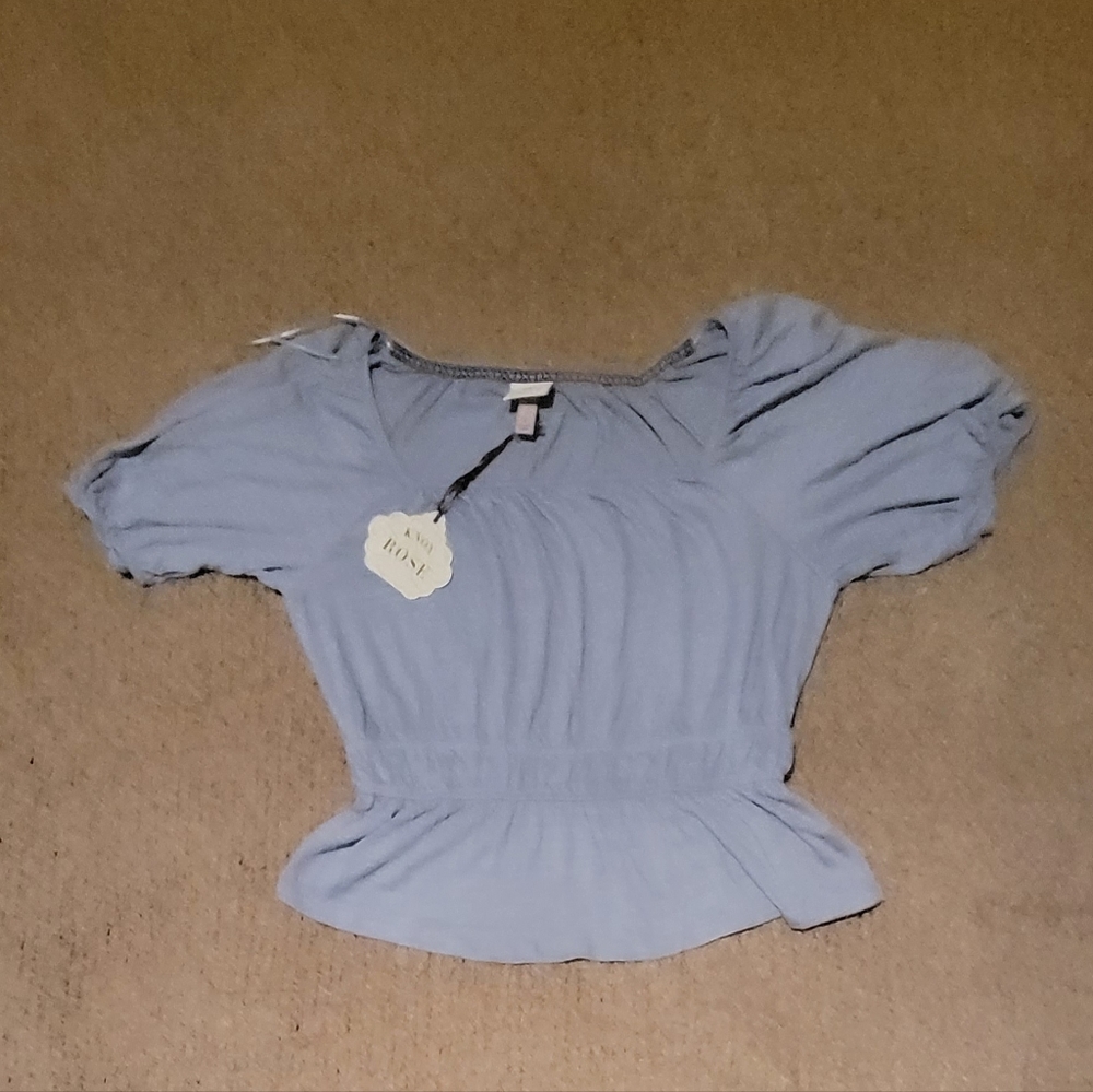KNOX ROSE Top Blue Ruffled Size L